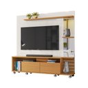 Ver imagem 2 de Rack Com Painel TV Até 55 Polegadas Com Espelho Off White Perolizado Marrom Savana Lukaliam