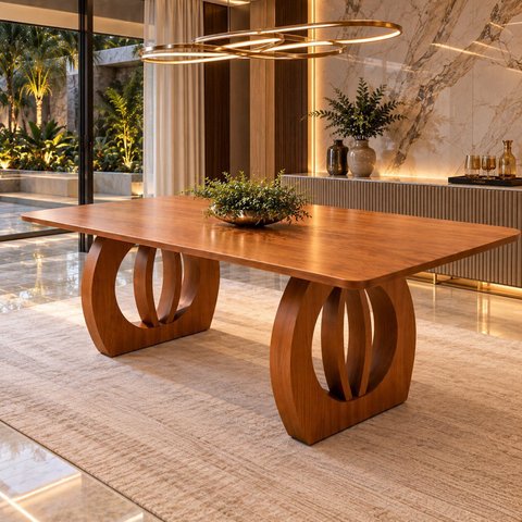 Mesa de Jantar Madeira Maciça 6 Lugares Essenza 180cm Tampo Laminado