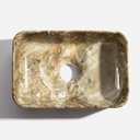 Ver imagem 6 de Cuba de Banheiro Louça Apoio Retangular 30,2cm Ádria Mármore Ônix Bela Metais
