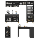 Ver imagem 3 de Armário de Cozinha com Bancada/mesa Gourmet Veneza Multimóveis Mp2174 Preto/dourado