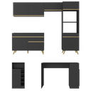 Ver imagem 4 de Armário de Cozinha com Bancada/mesa Gourmet Veneza Multimóveis Mp2174 Preto/dourado