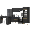 Armário de Cozinha com Bancada/mesa Gourmet Veneza Multimóveis Mp2174 Preto/dourado - 2