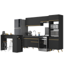 Ver imagem 2 de Armário de Cozinha com Bancada/mesa Gourmet Veneza Multimóveis Mp2174 Preto/dourado