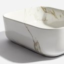 Ver mais imagens de Cuba de Banheiro Louça Apoio Retangular 40cm Maia Mármore Carrara Bela Metais