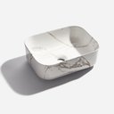 Ver imagem 1 de Cuba de Banheiro Louça Apoio Retangular 40cm Maia Mármore Carrara Bela Metais