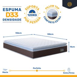 Colchão de Espuma D33 Pillow Top Comfort Luxo Queen 158 Cm - 4 Colchão de Espuma D33 Pillow Top Comfort Luxo Queen 158 Cm - 4