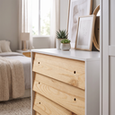 Ver imagem 3 de Conjunto 2 Mesa de Cabeceira Retrô Angle + 1 Cômoda Madeira /MDF Branco /Pinus Nuv