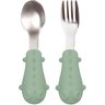 Kit Talheres Dino em Silicone e Aço Inoxidável - Verde - 1