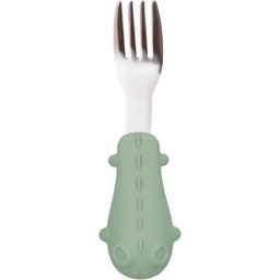 Kit Talheres Dino em Silicone e Aço Inoxidável - Verde - 3