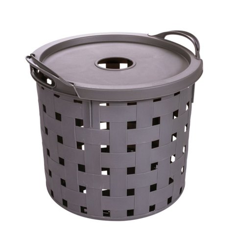 Cesto com tampa para roupas fita 19 litros Plasutil ref. 15018