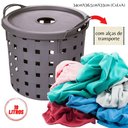 Ver imagem 2 de Cesto com tampa para roupas fita 19 litros Plasutil ref. 15018