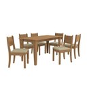 Ver imagem 2 de Conjunto para Sala de Jantar Mesa com 6 Cadeiras Melina Marrom/Canela/Bege