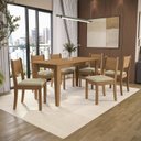 Ver imagem 1 de Conjunto para Sala de Jantar Mesa com 6 Cadeiras Melina Marrom/Canela/Bege