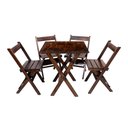 Ver imagem 6 de Kit 8 Conjuntos de Mesa Dobrável 60x60cm com 4 Cadeiras em Madeira Maciça - Imbuia - Marrom