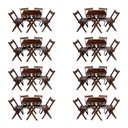 Ver imagem 1 de Kit 8 Conjuntos de Mesa Dobrável 60x60cm com 4 Cadeiras em Madeira Maciça - Imbuia - Marrom