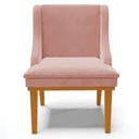 Ver mais imagens de Cadeira Decorativa Sala de Jantar Base Fixa de Madeira Firenze Veludo Rose/Castanho G19 - Gran Belo