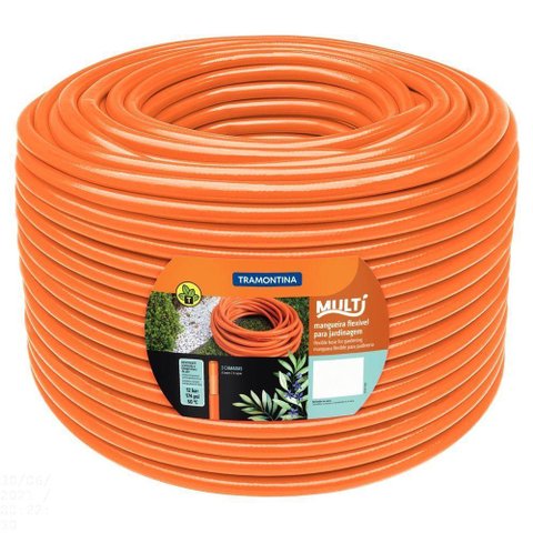Mangueira Multi 1/2 Tramontina Laranja em Pvc 3 Camadas 50 M Tramontina