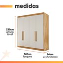Ver imagem 7 de Guarda Roupas Casal 4 Portas 3 Gavetas 100% Mdf Tunis Madeirado/off White