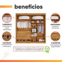 Ver imagem 2 de Guarda Roupas Casal 4 Portas 3 Gavetas 100% Mdf Tunis Madeirado/off White