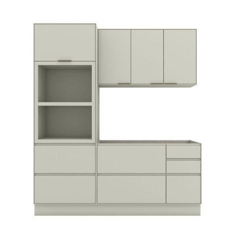 Cozinha Compacta Fineze 5 Portas 6 Gavetas 100% MDF Areia Hp - Henn