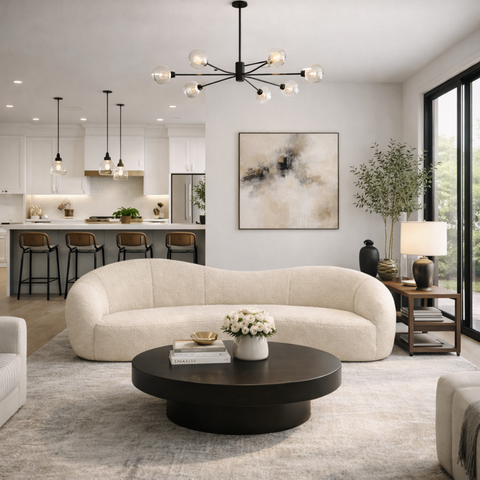 Sofá Star 210 Cm Orgânico Decorativo Sala Recepção Zahav:bege