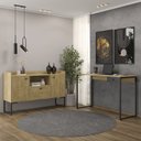 Ver imagem 1 de Escrivaninha com Balcão Iron 2 Gavetas 2 Portas 1 Nicho Natura E Preto