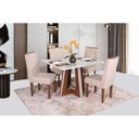 Ver imagem 1 de Conjunto Sala de Jantar Mesa Retangular Vitória com 4 Cadeiras Helena com Apliques