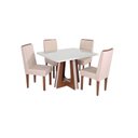 Ver imagem 2 de Conjunto Sala de Jantar Mesa Retangular Vitória com 4 Cadeiras Helena com Apliques