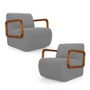 Ver imagem 1 de Kit 02 Poltronas Decorativas Orgânica Living Kavya Bouclê Cinza - Desk Design