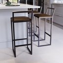 Ver imagem 3 de Jogo 4 Banqueta Alta Balcão Bistrô Preta Confort Industrial Assento Estofado Don Castro Decor