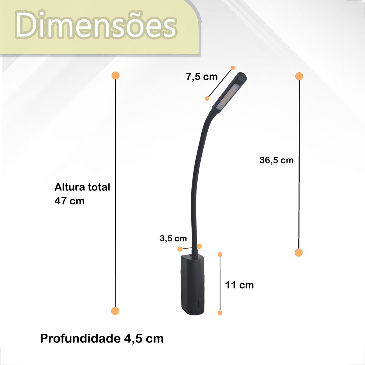 3 Arandela Leitura Quarto Led Interruptor Preto Movel Bet67 - 5