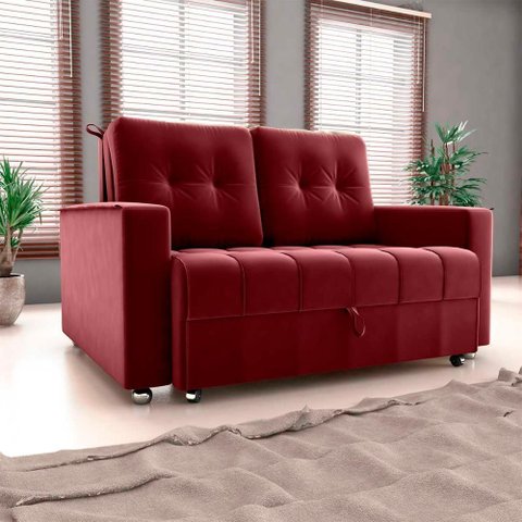 Sofá Cama Reclinável 2 Lugares com Almofadas 140 Lag Drika Matrix