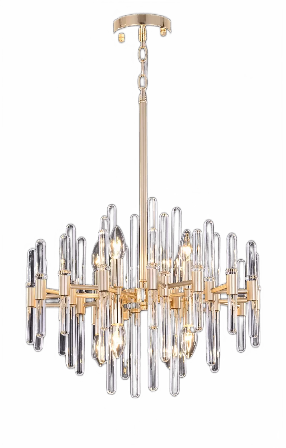 Pendente/Lustre Sevilla Metal Dourado Com Cristal Transparente Tupiara