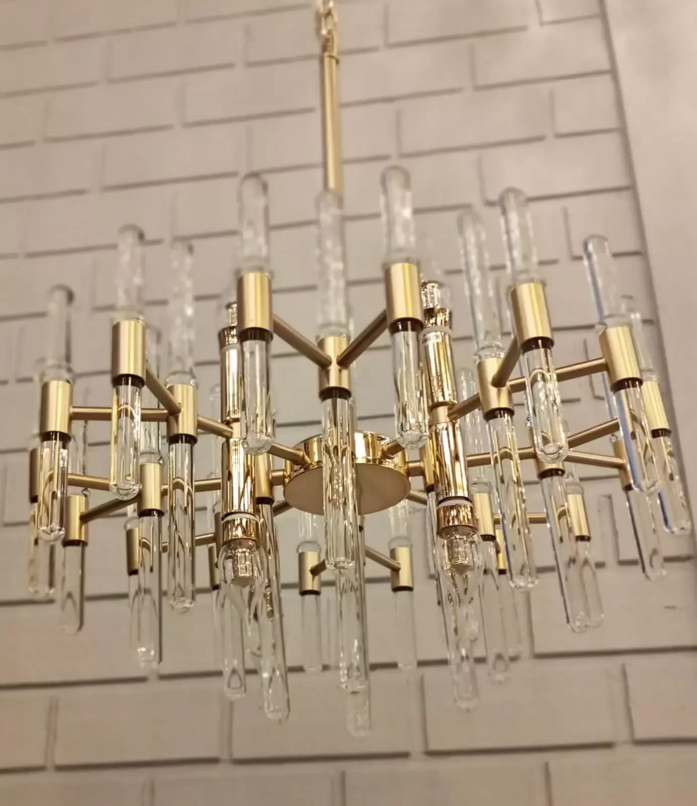Pendente/Lustre Sevilla Metal Dourado Com Cristal Transparente Tupiara - 5