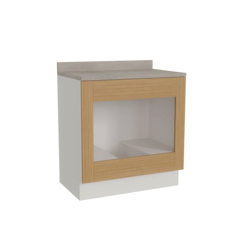 Balcão para Forno de Embutir Planejado 80cm Arizona CabeCasa MadeiraOriginals Marrom/Branco/Figueira
