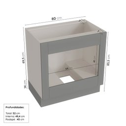 Balcão para Forno de Embutir 80cm sem Tampo Arizona Cabecasa Madeiramadeira - 3