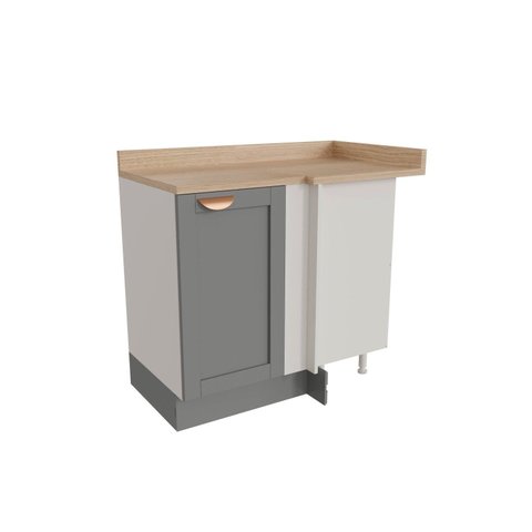 Balcão de Canto Reto Planejado 1 Porta Arizona CabeCasa MadeiraOriginals Cinza/Branco