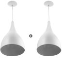 Ver imagem 1 de Kit 2 Pendente Milão Pequena Branco Sala Cozinha Quarto