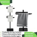 Ver imagem 7 de Porta Toalha de Rosto e Papel Higiênico Duplo Preto Oslo Fs:preto