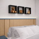 Ver imagem 3 de Kit 3 Nichos 30x30 Mdf Quarto Sala Banheiro Decoração:preto