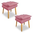 Ver imagem 1 de Kit 2 Puffs Decorativo Opala Suede Rosa Pés Palito Dal Poz Estofados
