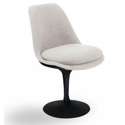 Cadeira Tulipa Saarinen Sem Braço Preta Revestida Branco - 1