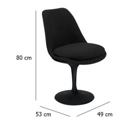 Cadeira Tulipa Saarinen Sem Braço Preta Revestida Branco - 2