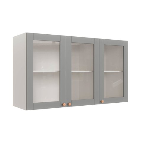 Armário Aéreo Planejado 3 Portas 120cm com Porta de Vidro Arizona CabeCasa MadeiraOriginals