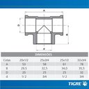 Ver imagem 4 de Te Curto 90° Soldável Rosca Central Lr Pvc Marrom Tubo Água Fria de 3/4x1/2” Polegadas 25x20mm