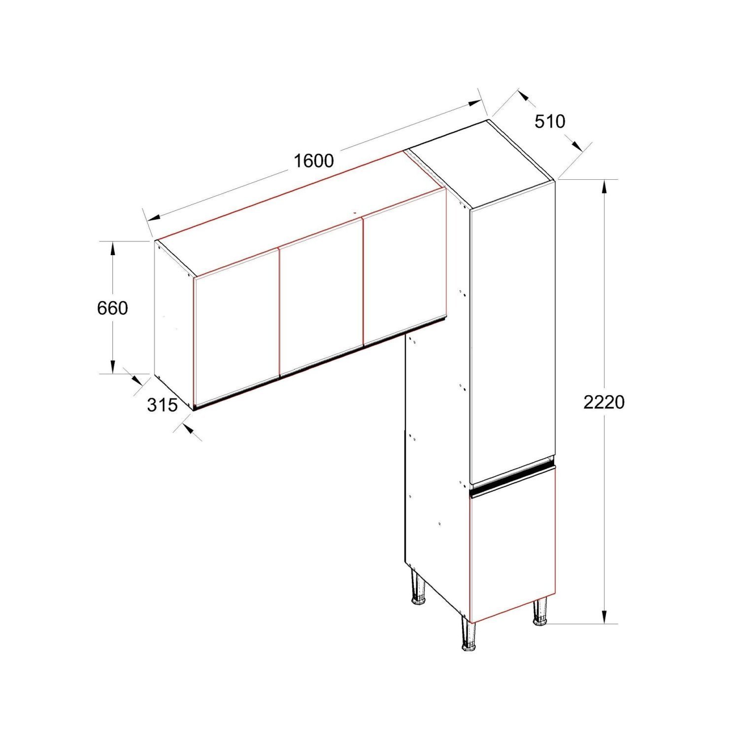 Conjunto para Área de Serviço com Armário 2 Portas e Armário Aéreo Washhouse - 4