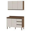 Ver imagem 2 de Conjunto para Área de Serviço com Balcão 2 Portas e 3 Gavetas e Armário Aéreo 3 Portas Low Dry Bege/Ébano/Off White
