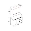 Ver imagem 4 de Conjunto para Área de Serviço com Balcão 2 Portas e 3 Gavetas e Armário Aéreo 3 Portas Low Dry
