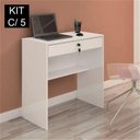 Ver imagem 2 de Conjunto 5 Escrivaninhas com Chave Andorinha 1 Gaveta 72cm Branco