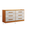 Cômoda 6 Gavetas Ibiza Bianchi Móveis - Nature/Off White - 3